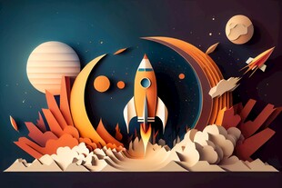 C4D航空火箭发射3d效果图