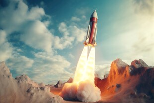 C4D航空火箭发射3d效果图