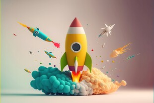 C4D航空火箭发射3d效果图