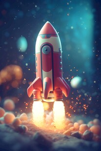 C4D航空火箭发射3d效果图