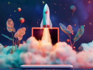 C4D航空火箭发射3d效果图