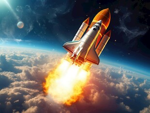 C4D航空火箭发射3d效果图