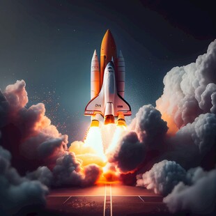 C4D航空火箭发射3d效果图