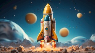 C4D航空火箭发射3d效果图