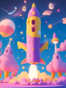 C4D航空火箭发射3d效果图