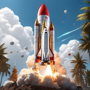 C4D航空火箭发射3d效果图