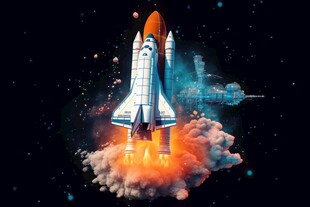 C4D航空火箭发射3d效果图