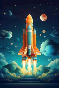 C4D航空火箭发射3d效果图