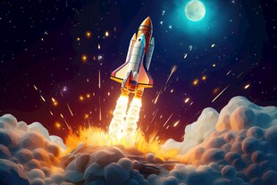 C4D航空火箭发射3d效果图