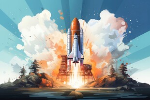 C4D航空火箭发射3d效果图