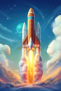 C4D航空火箭发射3d效果图