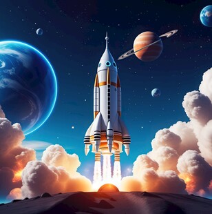 C4D航空火箭发射3d效果图