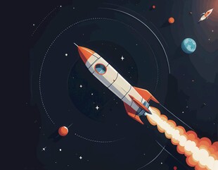 C4D航空火箭发射3d效果图