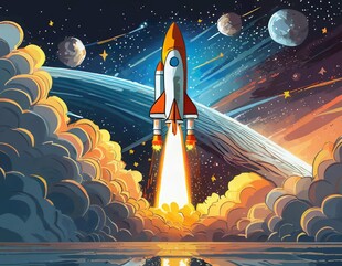 C4D航空火箭发射3d效果图