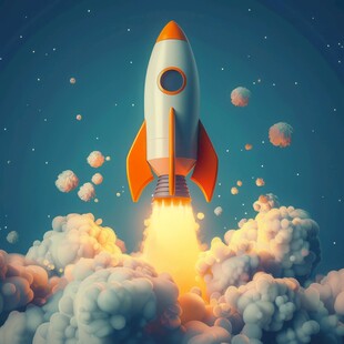 C4D航空火箭发射3d效果图