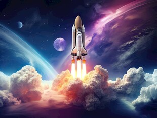 C4D航空火箭发射3d效果图