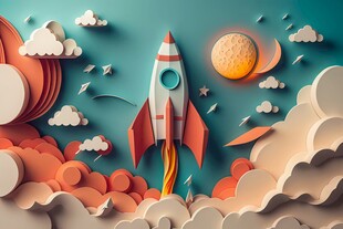 C4D航空火箭发射3d效果图