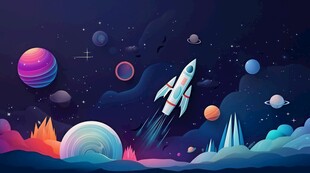 C4D航空火箭发射3d效果图