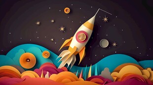 C4D航空火箭发射3d效果图