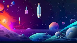 C4D航空火箭发射3d效果图