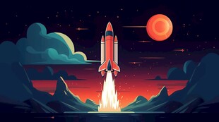 C4D航空火箭发射3d效果图