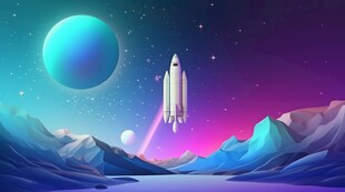 C4D航空火箭发射3d效果图