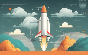 C4D航空火箭发射3d效果图