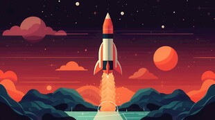 C4D航空火箭发射3d效果图