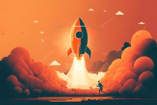 C4D航空火箭发射3d效果图