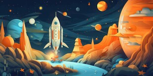 C4D航空火箭发射3d效果图