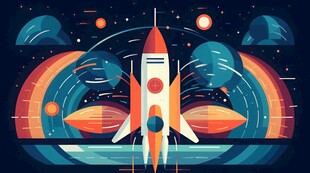 C4D航空火箭发射3d效果图