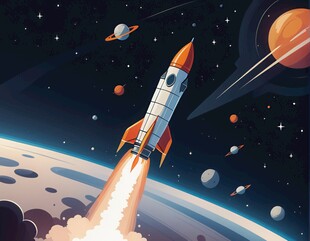C4D航空火箭发射3d效果图