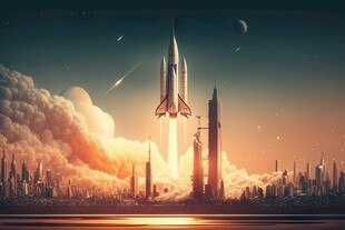 C4D航空火箭发射3d效果图
