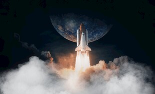 航空航天火箭发射效果图插画