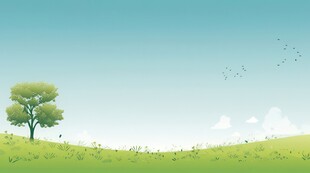 户外风景草地蝴蝶白云背景图