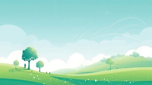 户外风景草地蝴蝶白云背景图