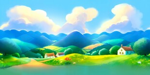 户外风景草地蝴蝶白云背景图