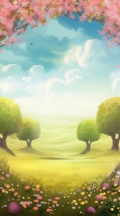 户外风景草地蝴蝶白云背景图