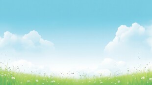 户外风景草地蝴蝶白云背景图