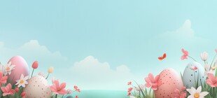户外风景草地蝴蝶白云背景图