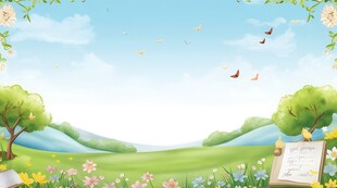 户外景色草地蓝天白云背景图