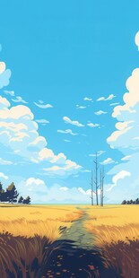 户外景色草地蓝天白云背景图