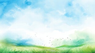 户外景色草地蓝天白云背景图