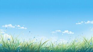 户外景色草地蓝天白云背景图