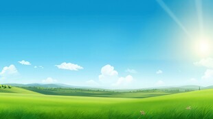 户外景色草地蓝天白云背景图