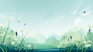 户外景色草地蓝天白云背景图