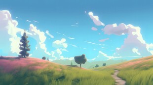 户外景色草地蓝天白云背景图