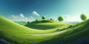 户外景色草地蓝天白云背景图