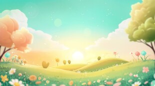 户外景色草地蓝天白云背景图