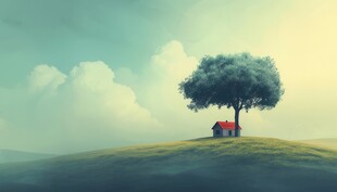户外景色草地蓝天白云背景图